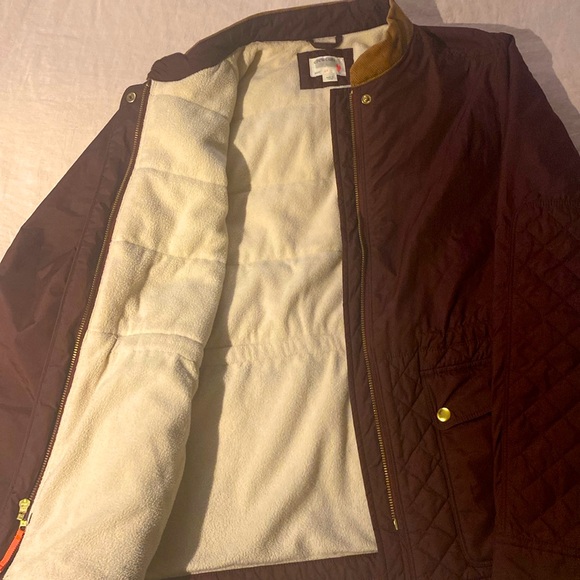 J.Crew Crewcuts Girls Barn Jacket Burgundy/Maroon fleece lining size 14 - Picture 2 of 16
